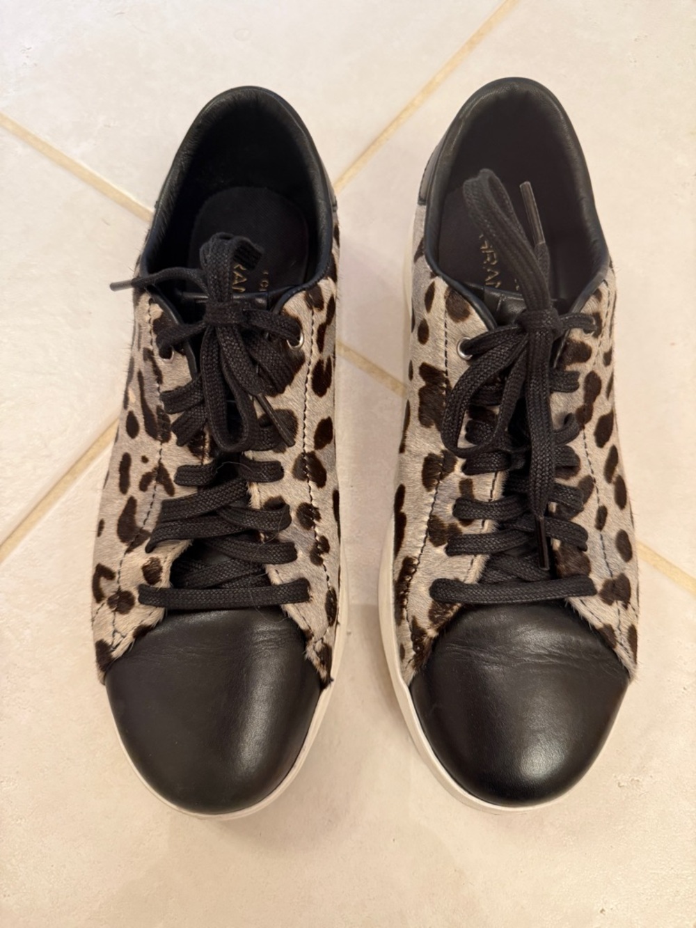 Cole Haan Grandpro Leopard Print Leather Women's Sneakers - Black & Gray, 9 B